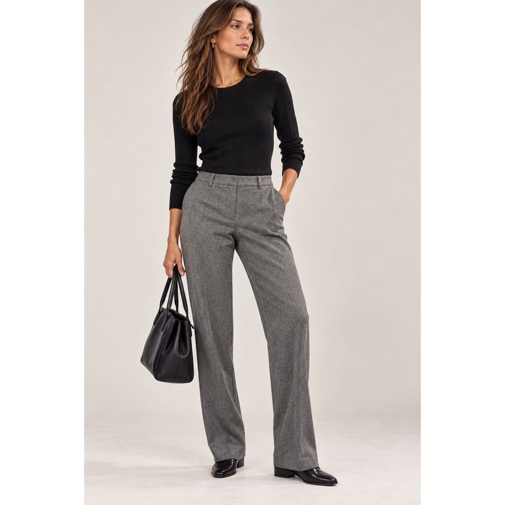 Talbots Heritage Grey Wool Blend Straight Leg Dress Pants Womens 10 Minimalist